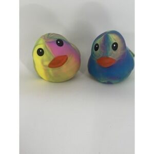 Squeezy Tie Dye Rubber Duck Squishy Toy Colorful Stress Relief Sensory Kids Gift